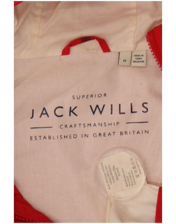 Jack Wills Chaqueta impermeable con capucha para hombre UK 38 Medium Red Cotton