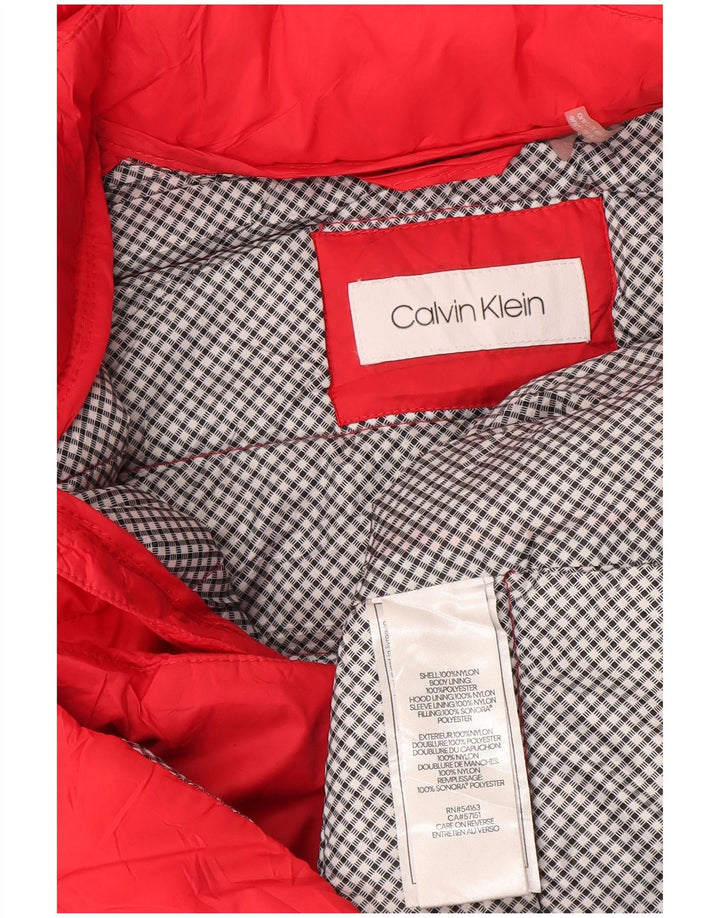 Calvin Klein Chaqueta acolchada con capucha para mujer UK 46 Large Nylon rojo