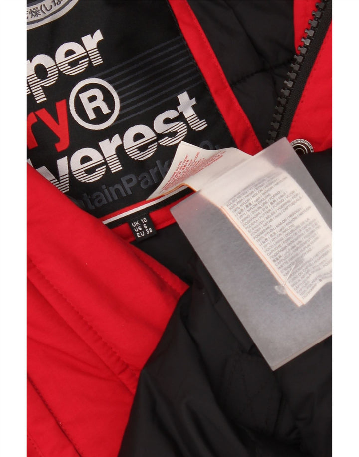 Superdry Parka extragrande con capucha para mujer, talla 40, nailon rojo pequeño