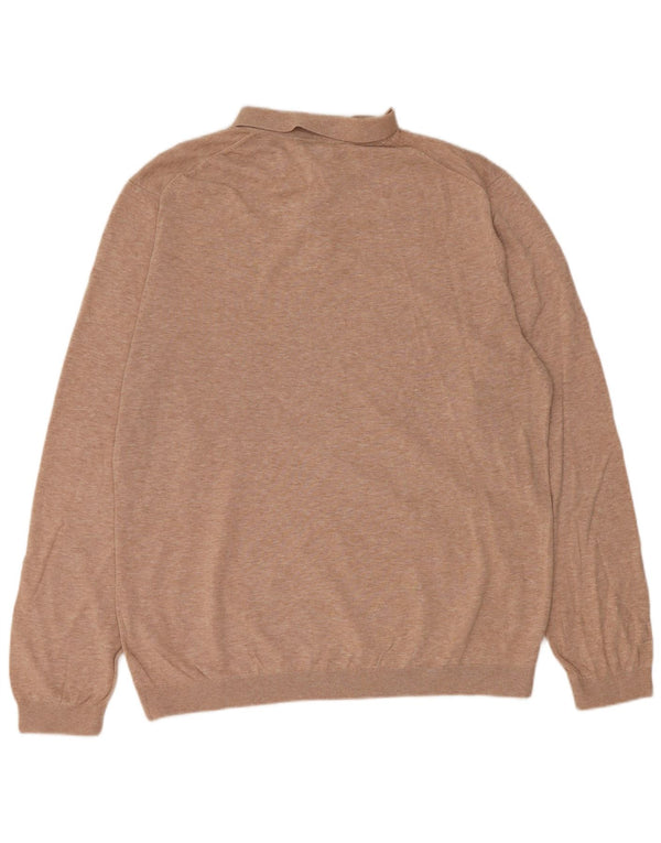 MASSIMO DUTTI Jersey De Cuello Polo Hombre XL Algodón Moteado Beige