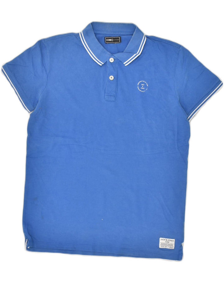JACK & JONES Mens Core Polo Shirt Medium Blue Cotton | Vintage Jack & Jones | Thrift | Second-Hand Jack & Jones | Used Clothing | Messina Hembry 