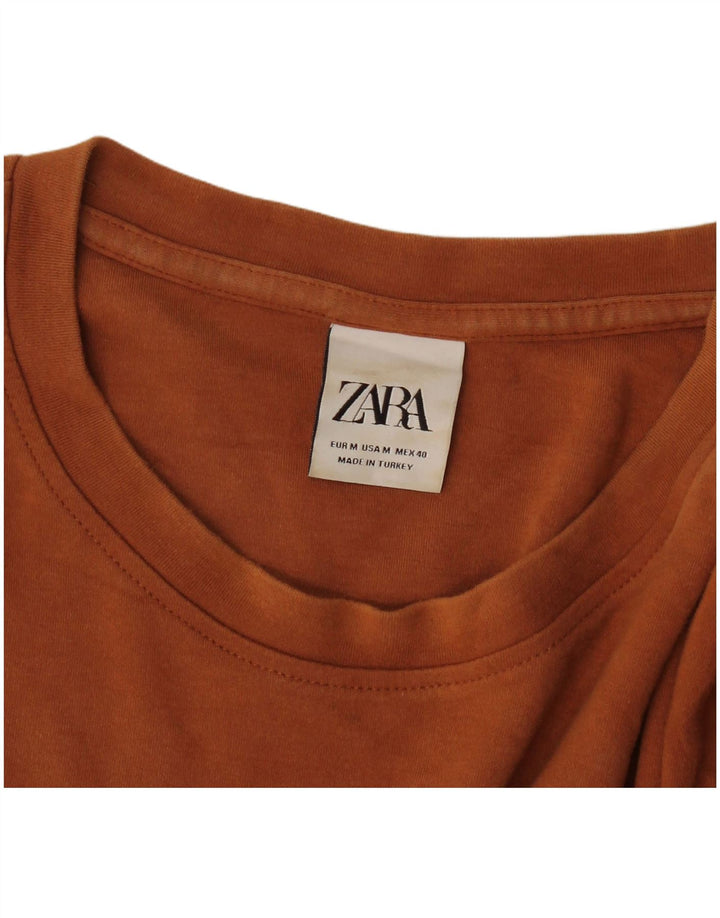 Zara Hombre Camiseta Top Marrón Medio