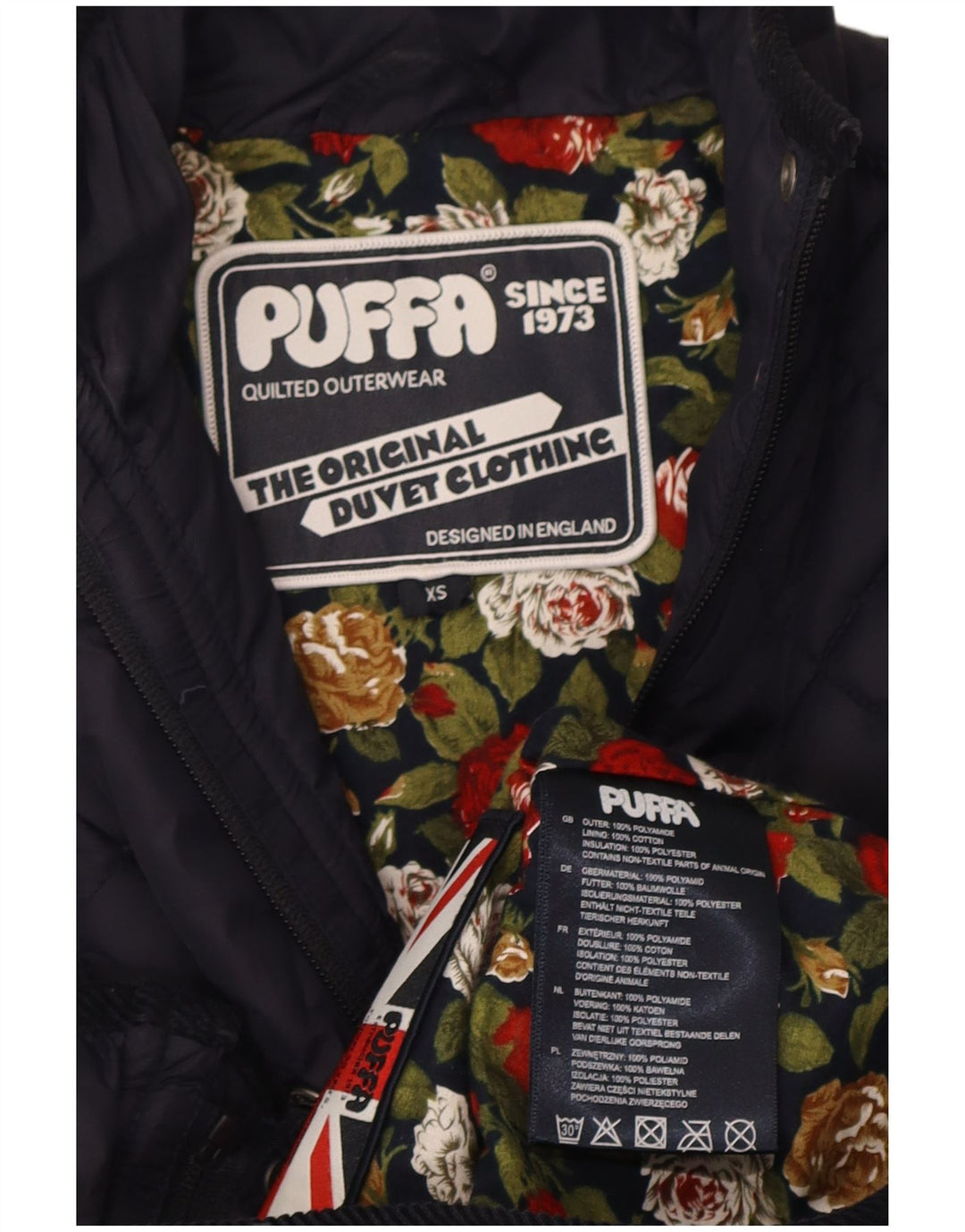 Puffa Chaqueta acolchada para mujer UK 6 XS Poliamida azul marino