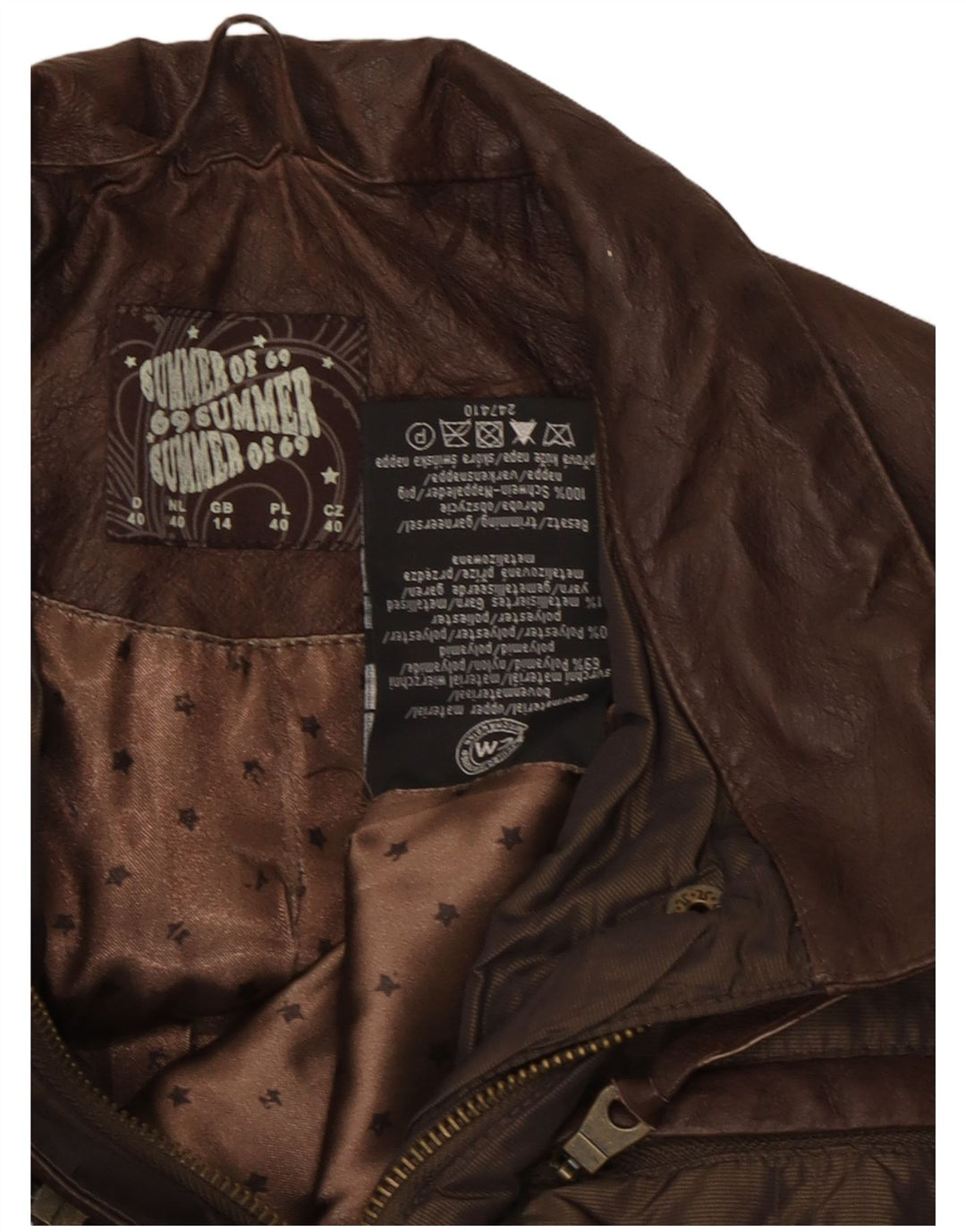 Vintage mujer chaqueta utilitaria Reino Unido 14 poliamida marrón medio