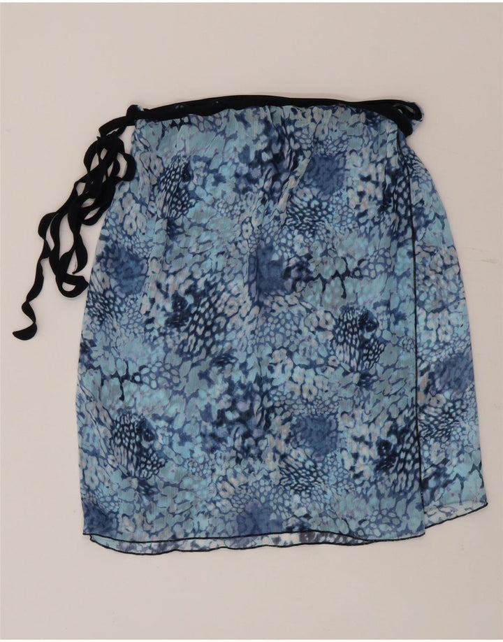 Falda cruzada vintage para mujer W30 estampado animal azul medio