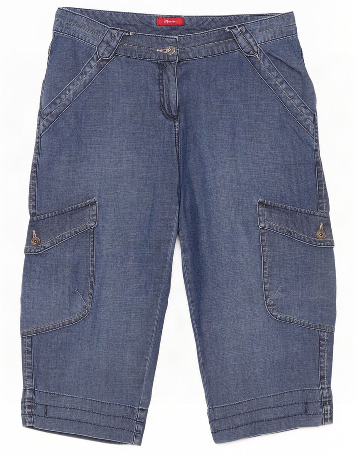 Monsoon Pantalones cortos cargo de mezclilla para mujer UK 14 Medium W34 L20 Algodón azul