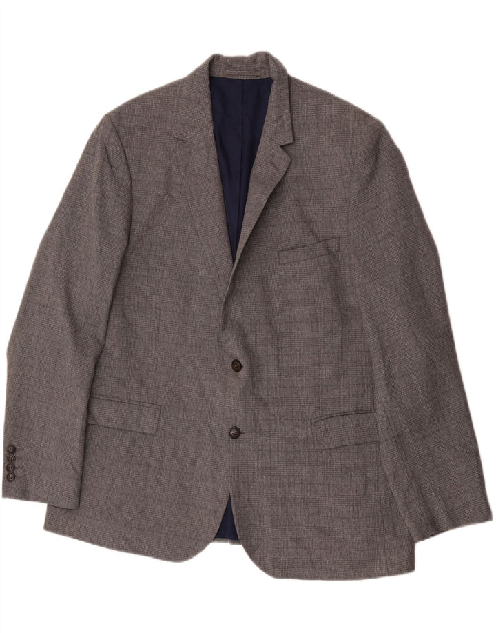 Marks & Spencer Chaqueta tipo blazer de 2 botones para hombre UK 46 XL Poliéster a cuadros gris