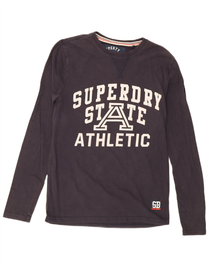 Superdry Top gráfico de manga larga de algodón azul marino pequeño para hombre