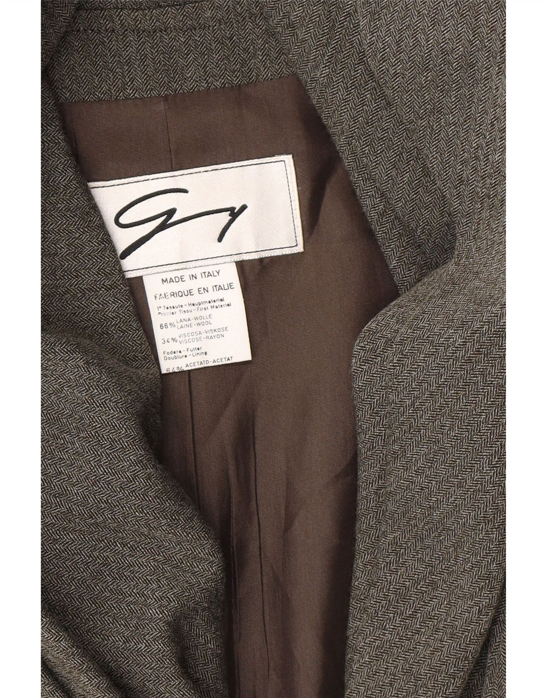 Chaqueta tipo blazer de 3 botones para mujer Genny UK 44 Lana en espiga gris medio