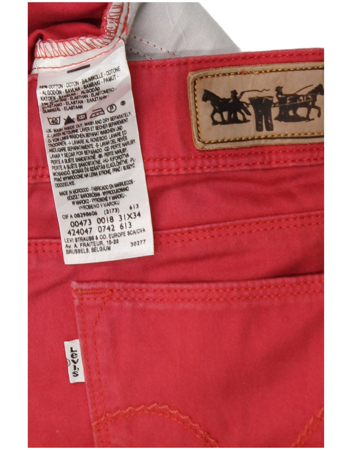 LEVI'S Mujer 473 Skinny Casual Pantalones W31 L34 Algodón Rojo