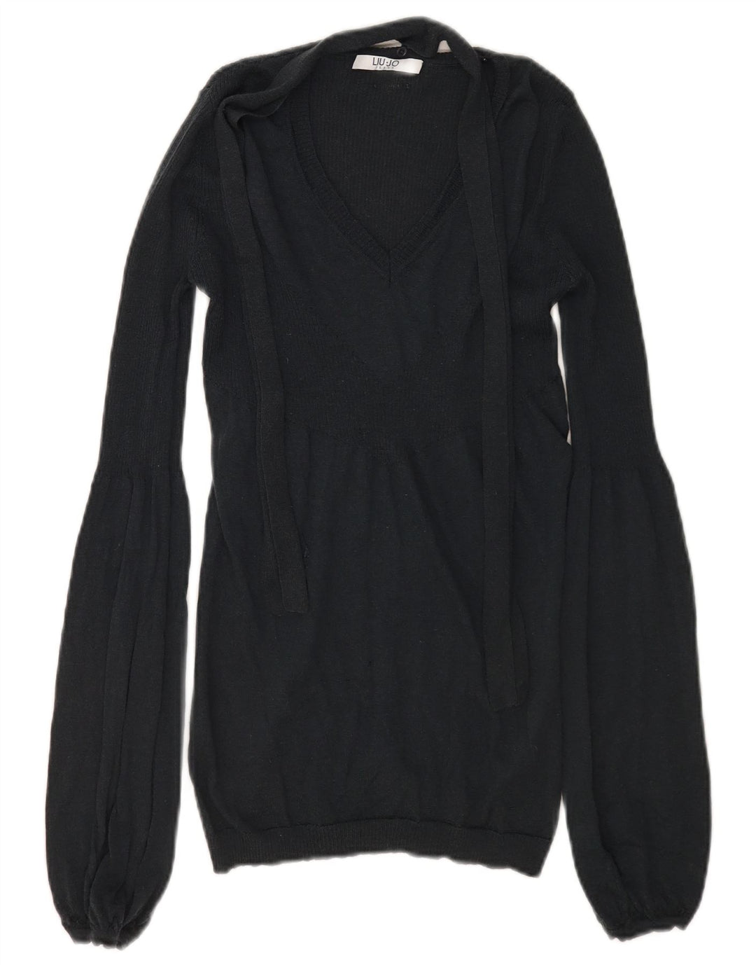 Liu Jo Jersey con Cuello en V y Lazo Frontal para Mujer UK 10 Small Black Wool