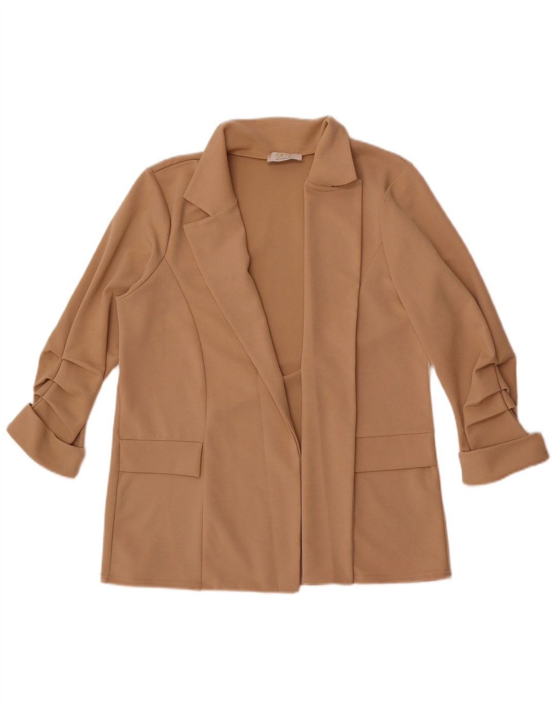 Chaqueta tipo blazer abierta de manga 3/4 para mujer de Quiz UK 42 Poliéster beige medio