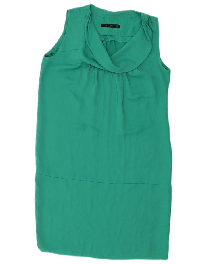 Zara Mujer Vestido Recto Sin Mangas UK 44 Verde Medio
