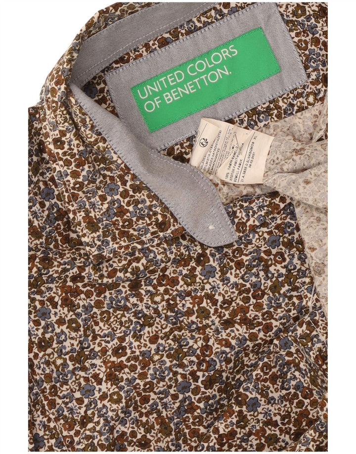 Camisa Benetton Hombre XL Algodón Floral Multicolor