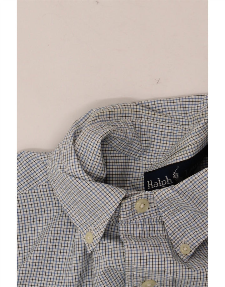 RALPH LAUREN Camisa para hombre Talla 15 1/2 Algodón a cuadros azul mediano