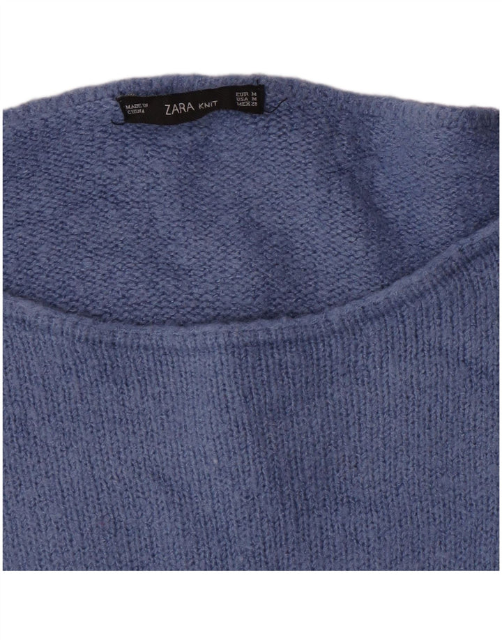 Zara - Jersey con cuello barco para mujer, talla 40, color azul medio