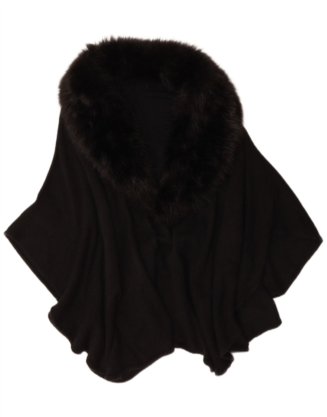 Vintage Mujer Poncho Abrigo Un Tamaño Negro