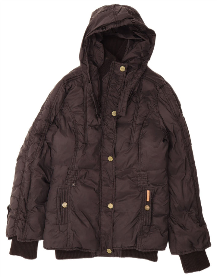 KHUJO Chaqueta acolchada con capucha para mujer UK 46 Large Black Nylon