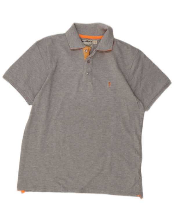 REFRIGUE Polo para Hombre Grande Gris Algodón