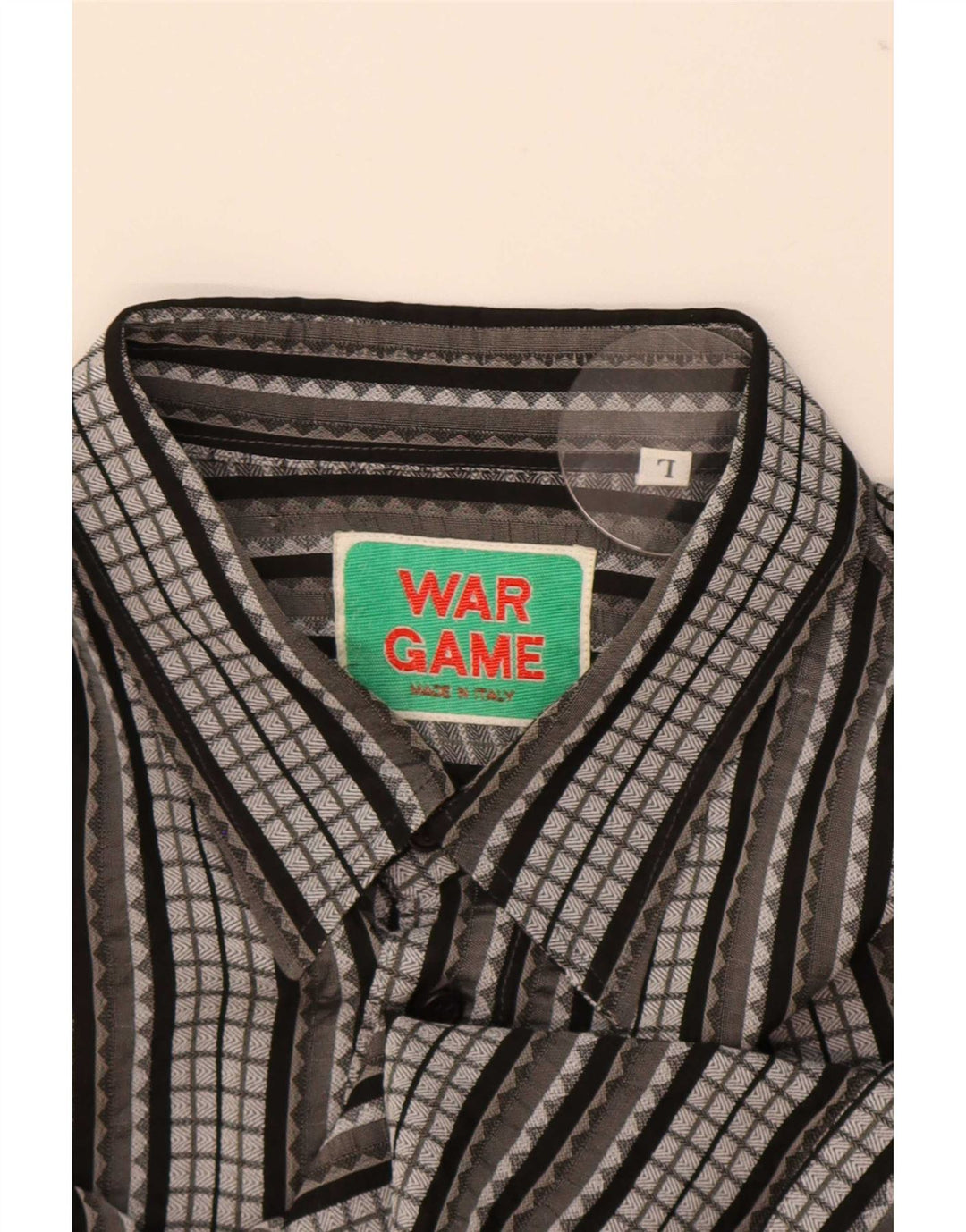 Camisa vintage para hombre de acetato a rayas grises grandes