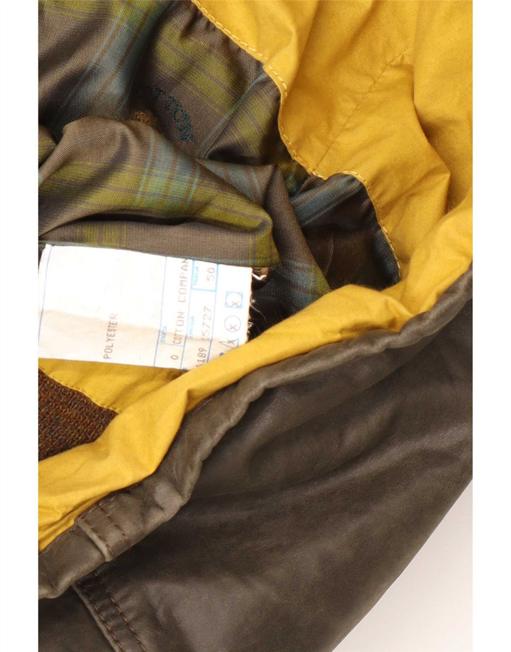 Abrigo de cuero vintage para hombre IT 50 grande caqui