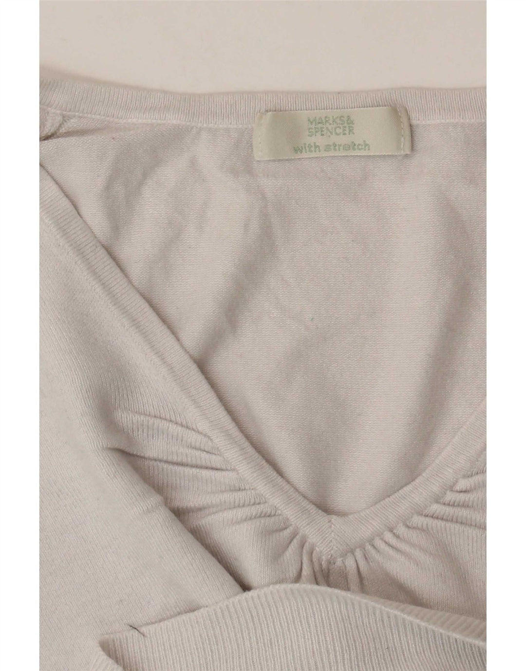 Marks & Spencer Suéter tipo jersey con cuello en V y manga 3/4 para mujer UK 40 Medium White