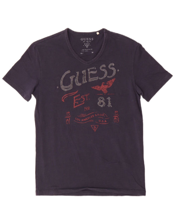 Guess Camiseta Gráfica Para Hombre Top Medium Azul Marino