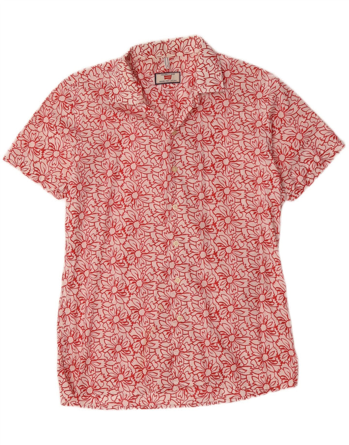 Camisa Carrera Hombre Manga Corta Medium White Floral