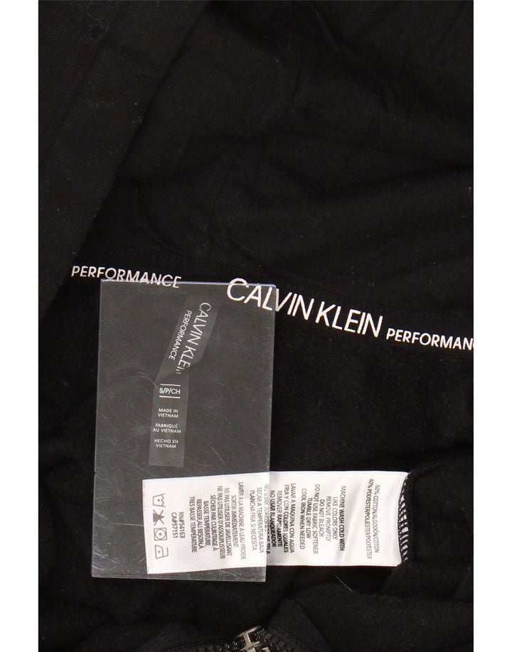 CALVIN KLEIN Womens Oversized Graphic Zip Hoodie Sweater UK 10 Small Black