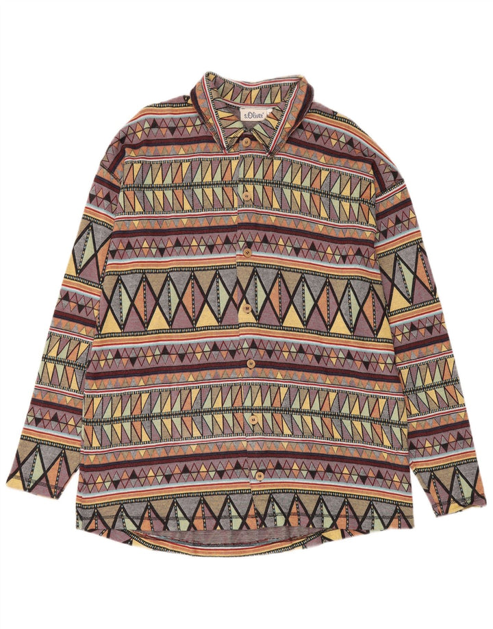 S.Oliver Camisa De Franela Mediana De Algodón Geométrico Multicolor Hombre