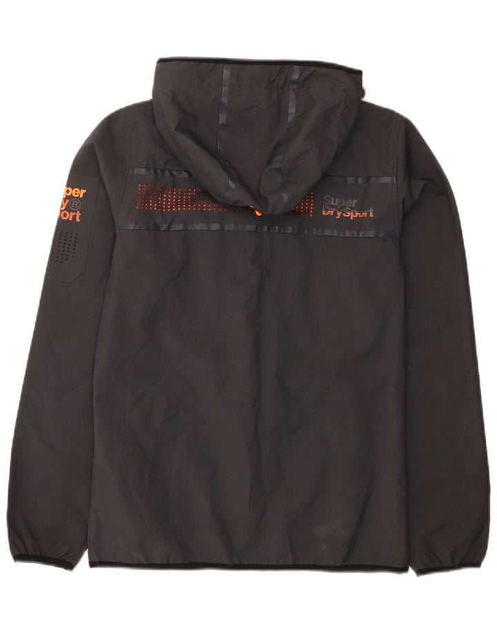 Superdry Chaqueta impermeable con capucha y gráfico para hombre ES 34 XS Poliéster gris