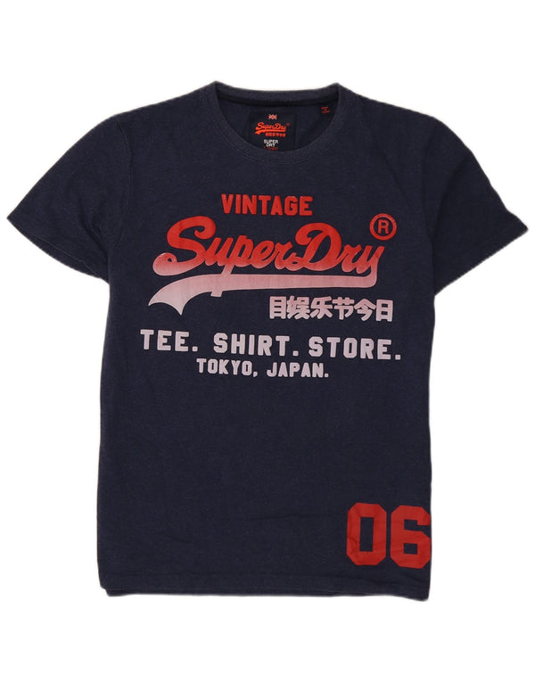 Superdry Hombre Camiseta Gráfica Top XL Azul Marino Algodón