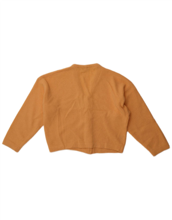 Vintage mujer crop cardigan suéter Reino Unido 14 lana naranja mediana