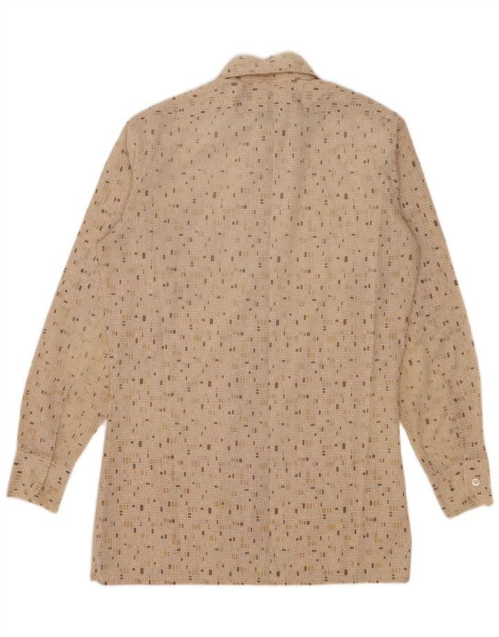 Camisa vintage para hombre pequeña geométrica beige