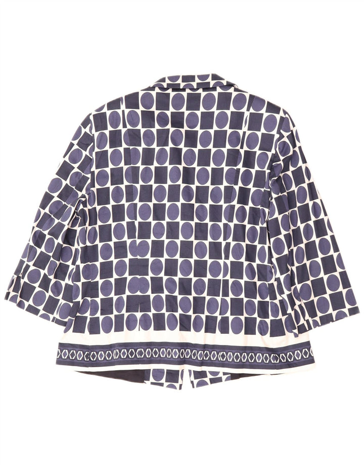 Perte by Krizia Chaqueta Blazer para Mujer UK 46 Grande Azul Marino Geométrico