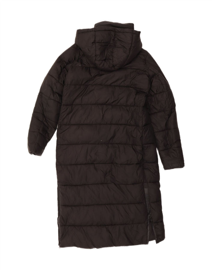 ZARA Mujer Abrigo Acolchado Extragrande Con Capucha UK 40 Small Poliéster Negro