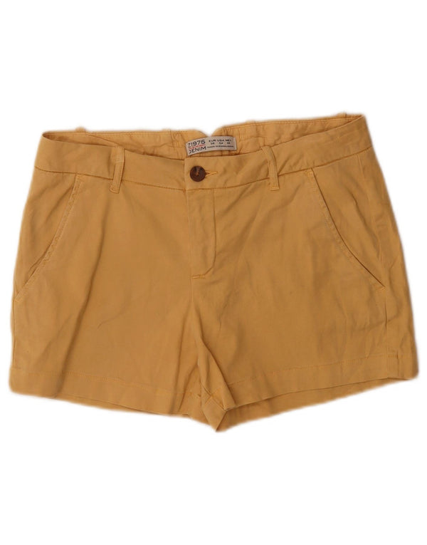 Zara Pantalones Cortos Chinos Mujer EU 36 XS W26 Amarillo Lyocell