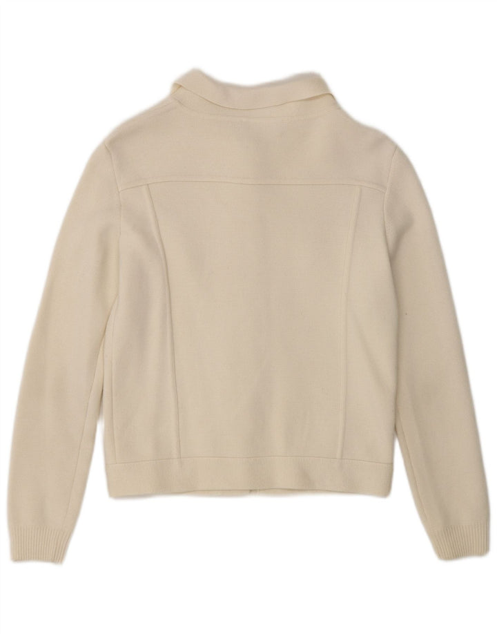 Moschino Cárdigan para Mujer UK 8 Small Off White Wool