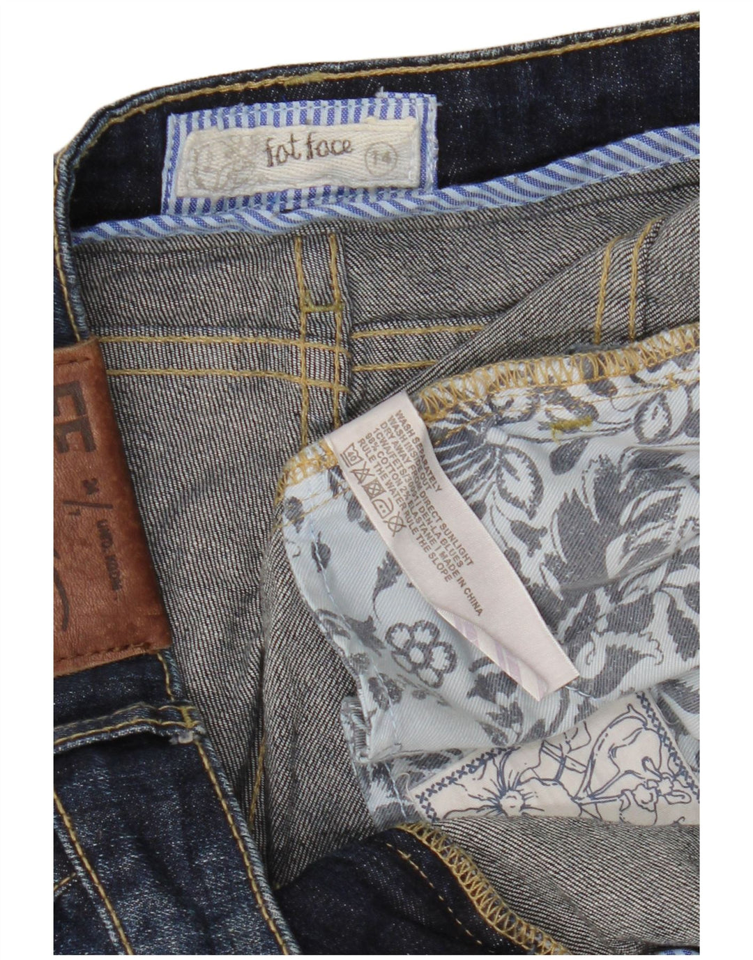 FAT FACE Vaqueros recortados para mujer UK 14 Large W34 L24 Azul marino Algodón