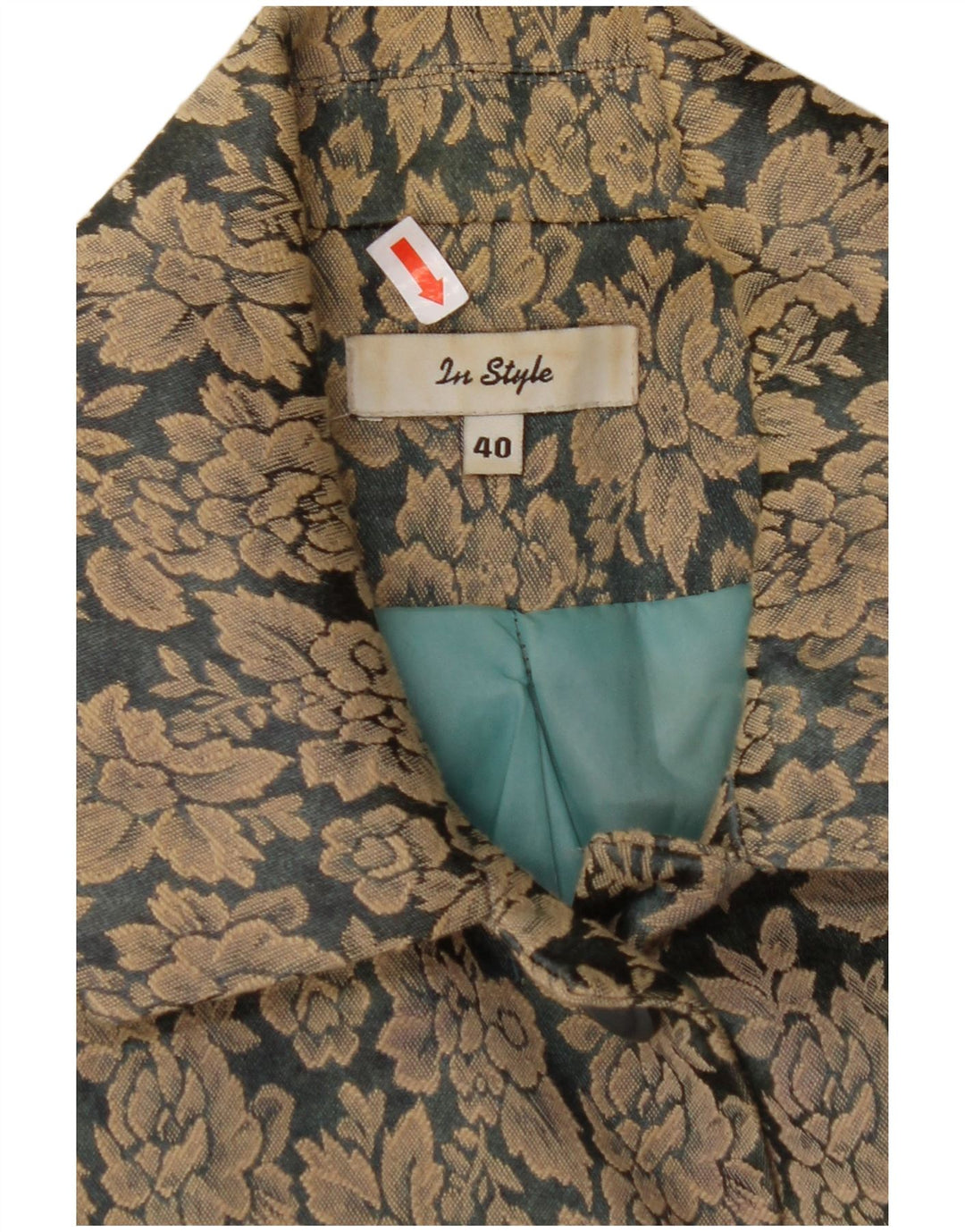 VINTAGE Chaqueta Blazer de 3 Botones para Mujer EU 40 Algodón Floral Marrón Medio