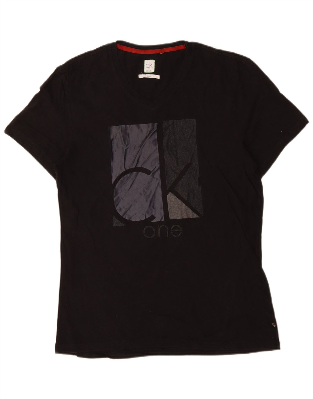 CALVIN KLEIN Camiseta ajustada con gráfico para hombre Top mediano de algodón negro