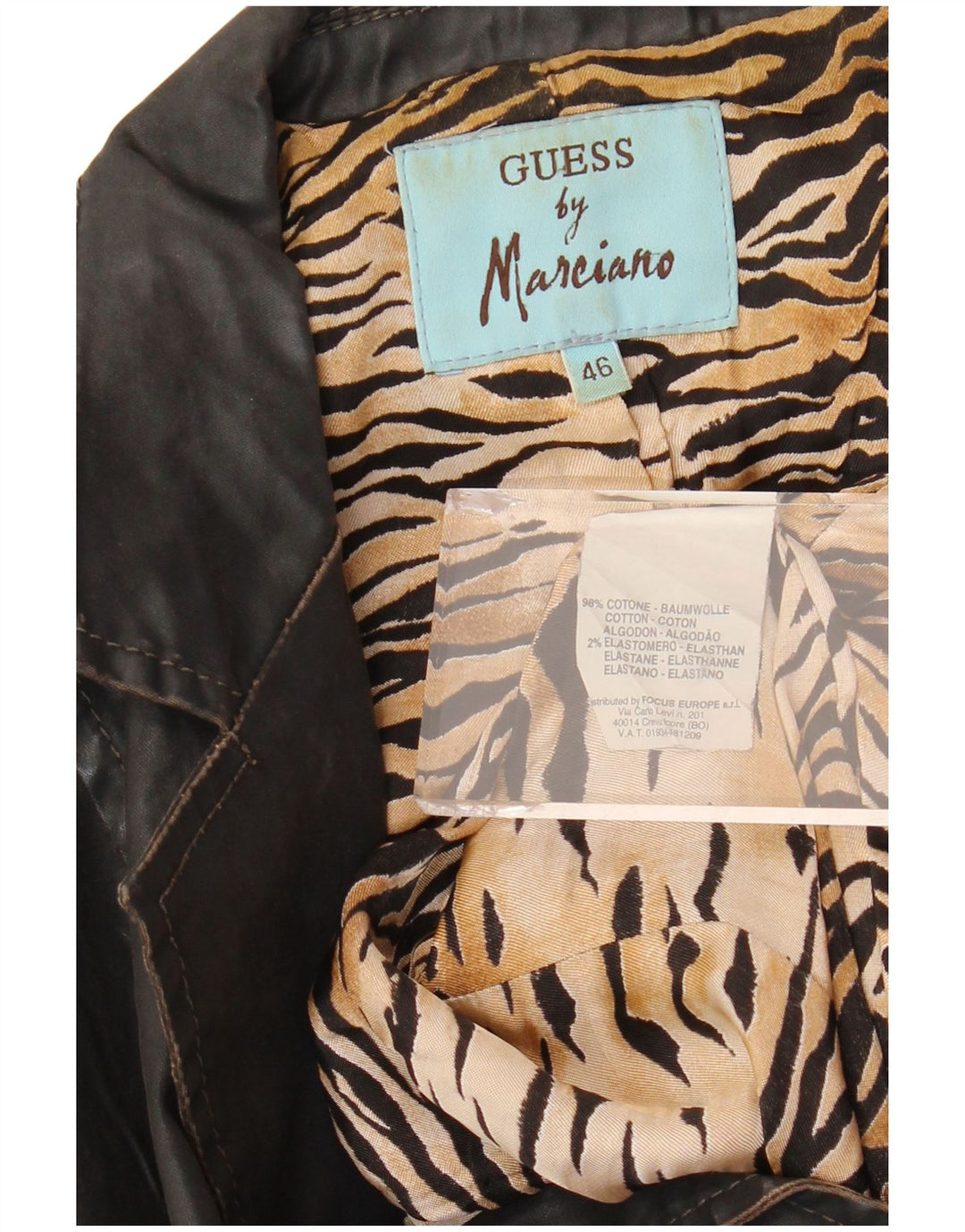 GUESS BY MARCIANO Chaqueta tipo blazer corta con 3 botones para mujer IT 46 Grande Negro