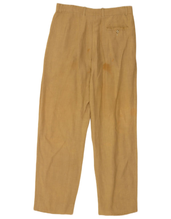 Vintage Hombres Pegged Chino Pantalones IT 46 Pequeño W30 L29 Lino Caqui