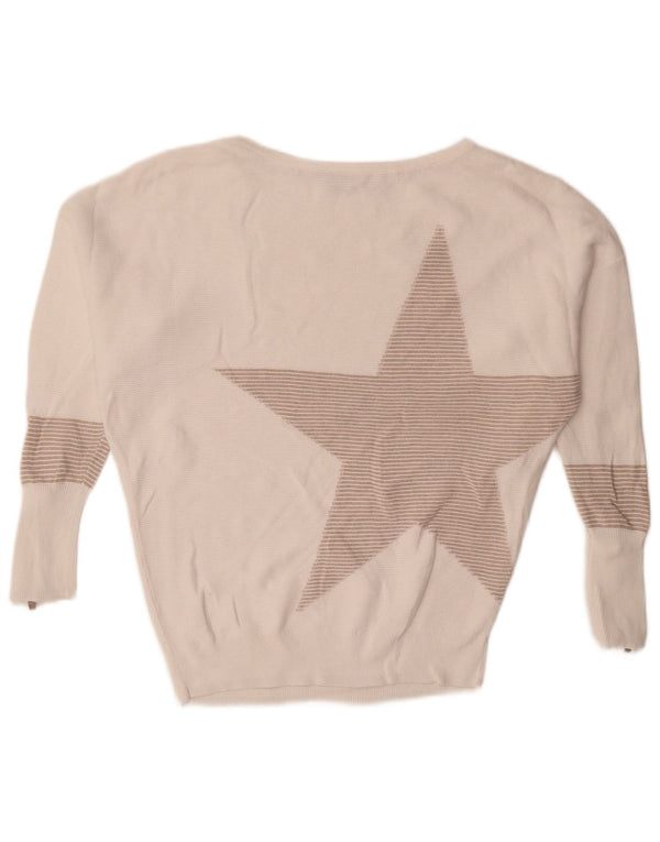 MINT VELVET Suéter tipo jersey de gran tamaño con cuello barco para mujer UK 6 XS Blanco a rayas
