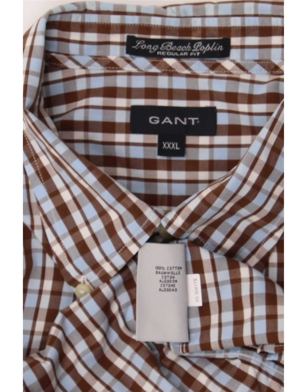 Gant Camisa Regular Fit Hombre 3XL Algodón A Cuadros Marrón