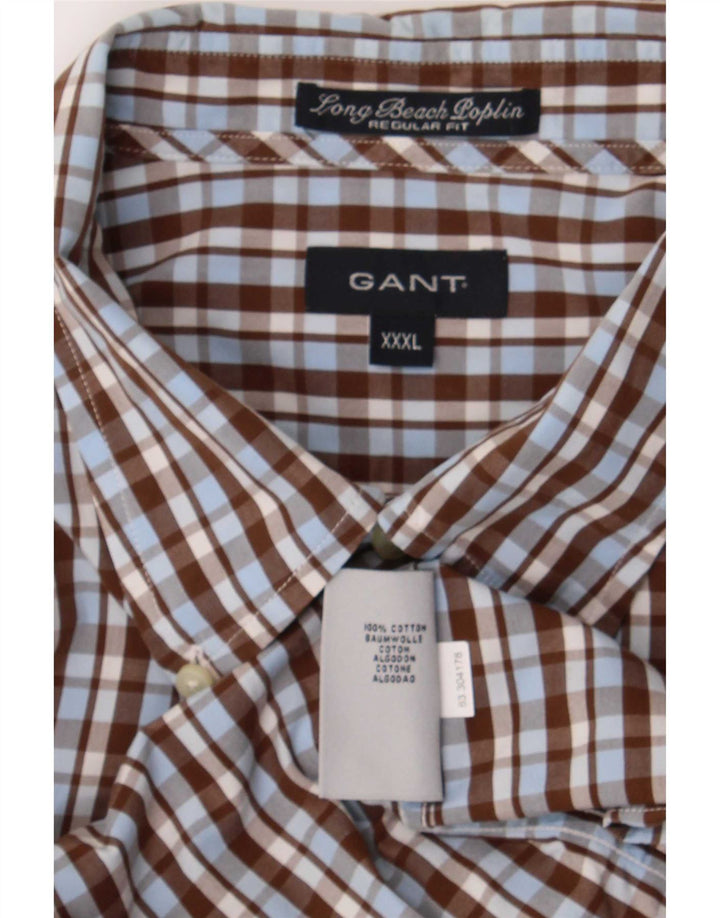 Gant Camisa Regular Fit Hombre 3XL Algodón A Cuadros Marrón