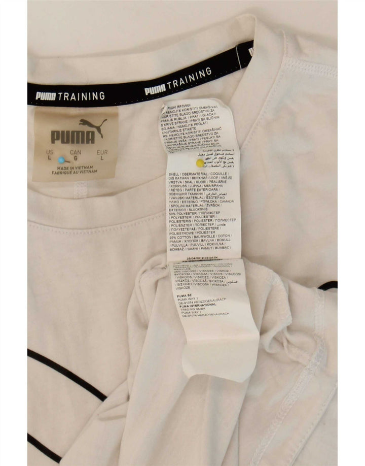 Puma - Camiseta gráfica para mujer, talla 40, talla grande, poliéster blanco