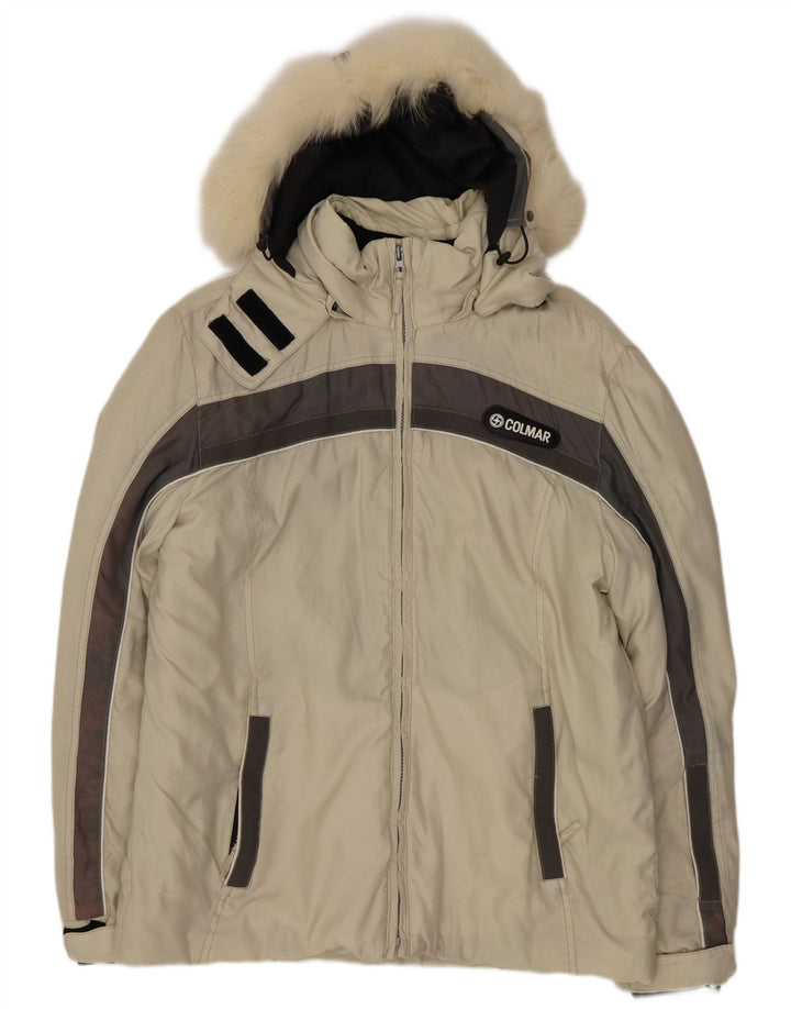 Colmar Chaqueta de esquí con capucha para hombre IT 46 Small Beige Colorblock