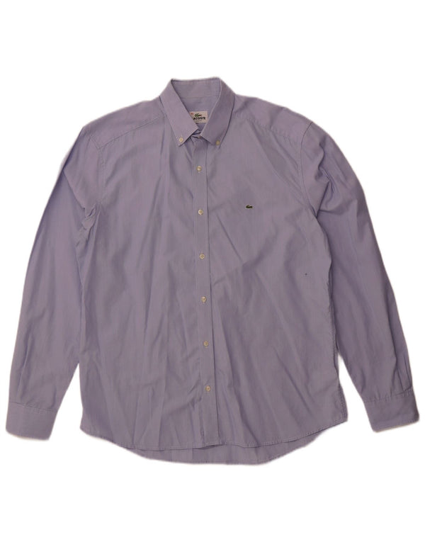 Camisa Lacoste Slim Fit para hombre Talla 42 Algodón a rayas azul grande