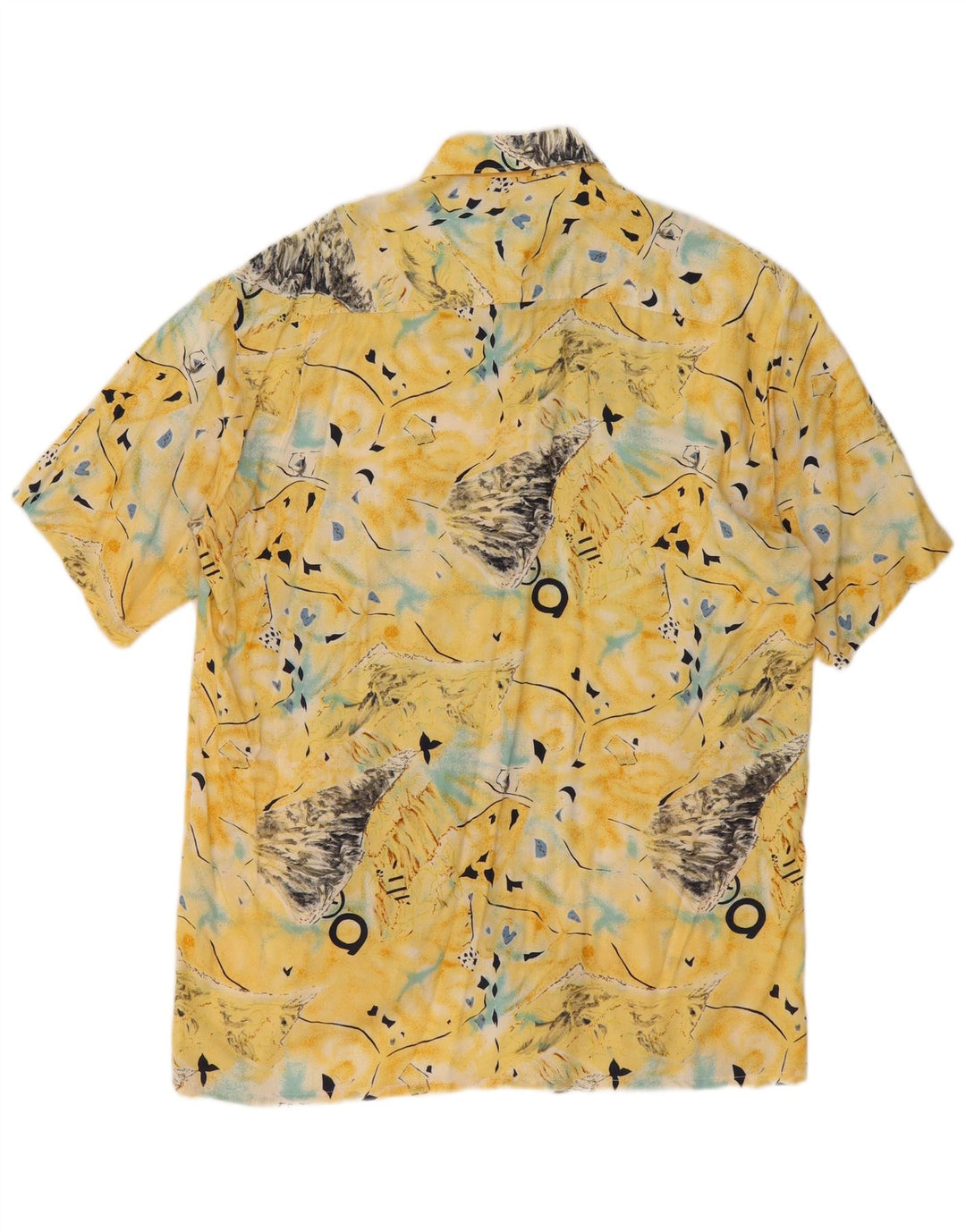 ALPENLAND Camisa de manga corta con patrón abstracto para hombre Talla 39 Amarillo mediano